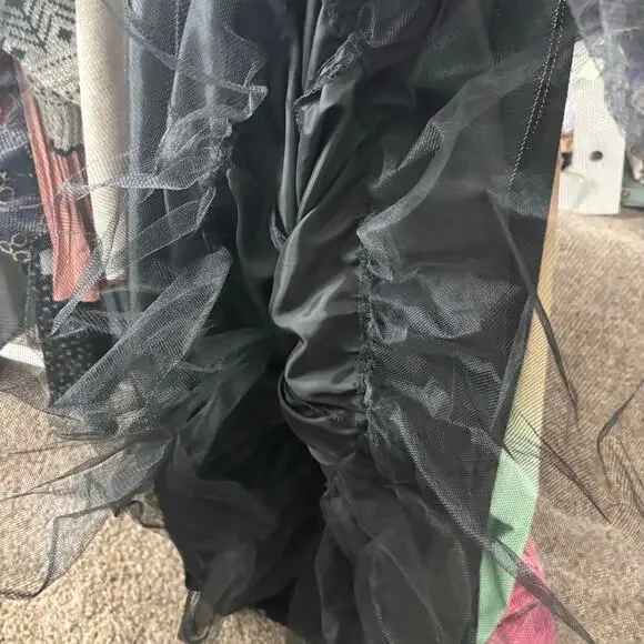 VTG Night Way Collections Metallic Black Ball Gown Dress 4 Spaghetti Strap - Picture 12 of 16